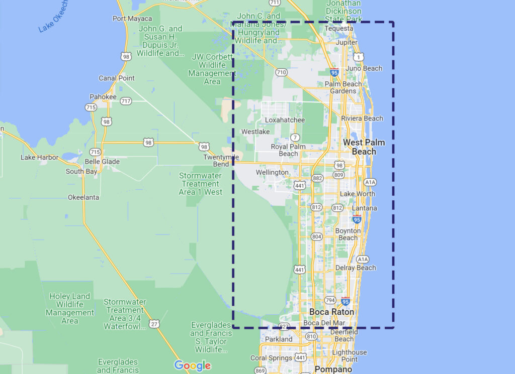 West Palm Beach Pool Service Map