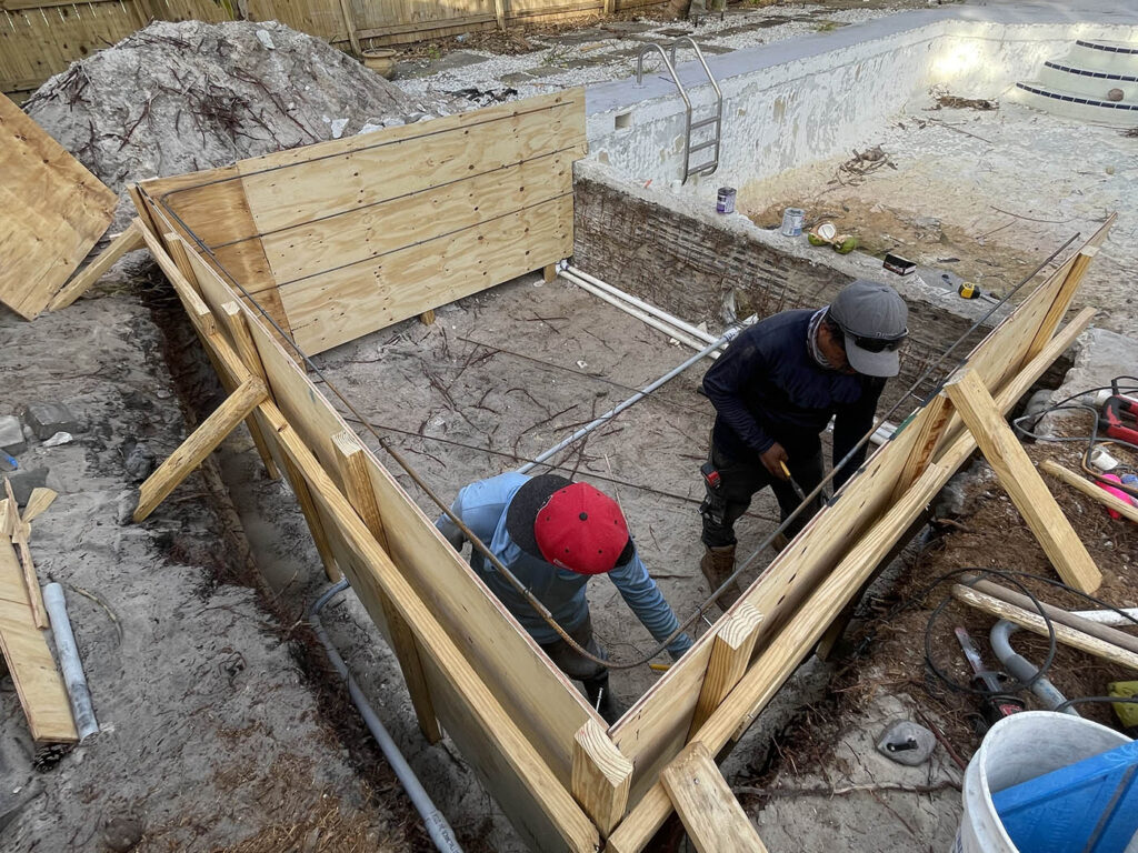 New pool construction in Jupiter FL during residential pool build