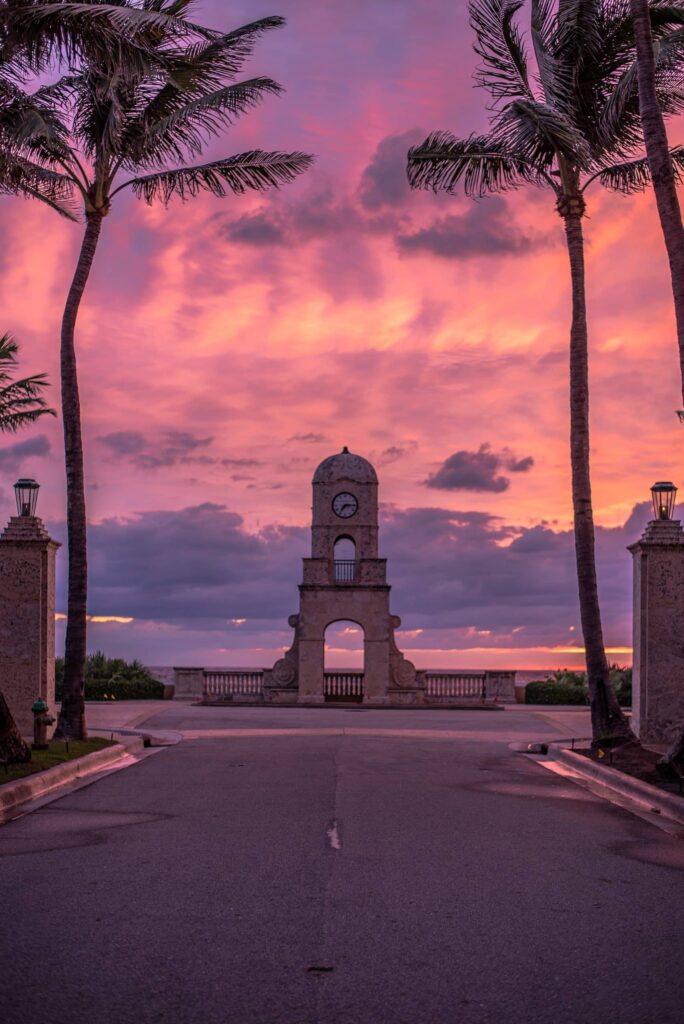 Palm Beach clocktower near West Palm Beach, where Finn’s Pool Services serves homeowners