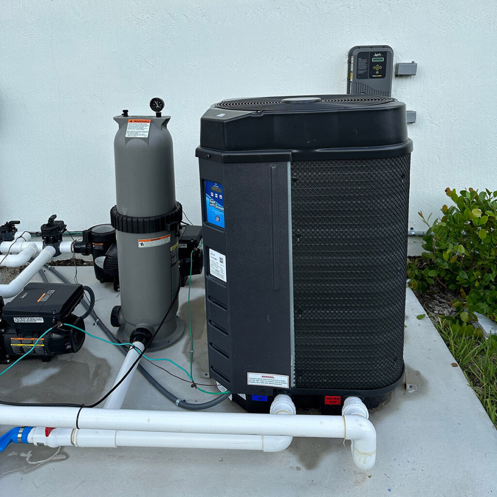 Pool equipment inspection including pump, filter, heater, and plumbing system