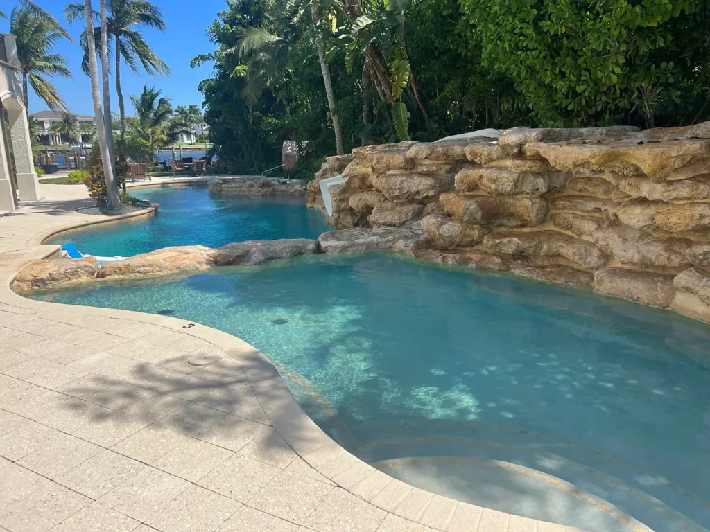 Palm Beach County pool contractor building beautiful pools with rock features.